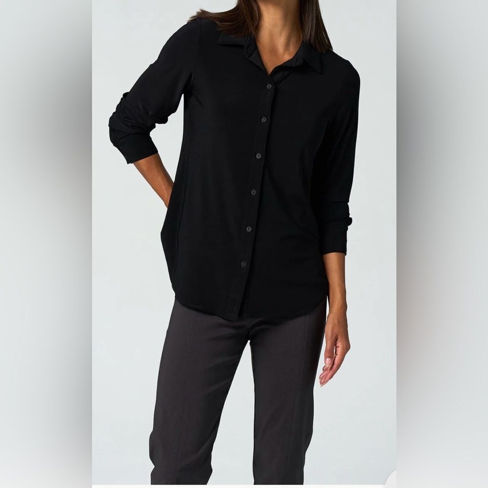 Black Button-Front Women's Blouse